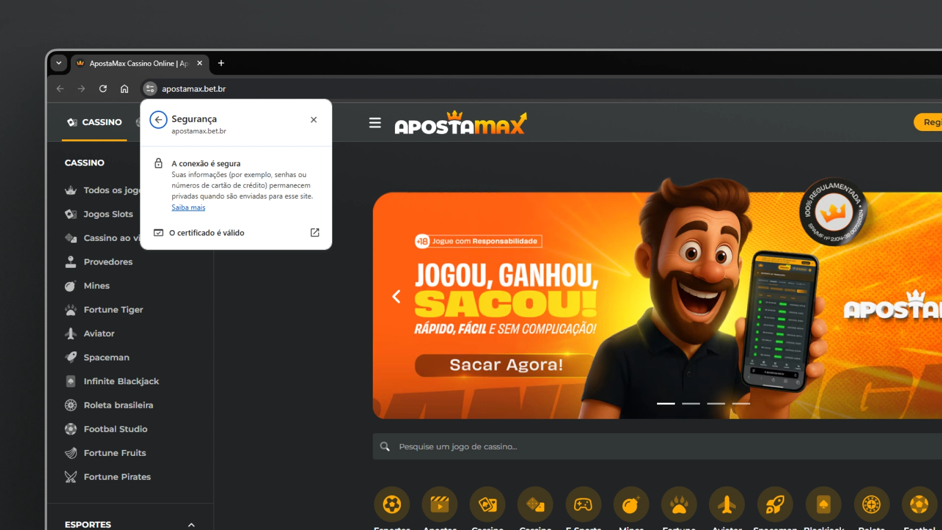 imagem site seguro apostamax