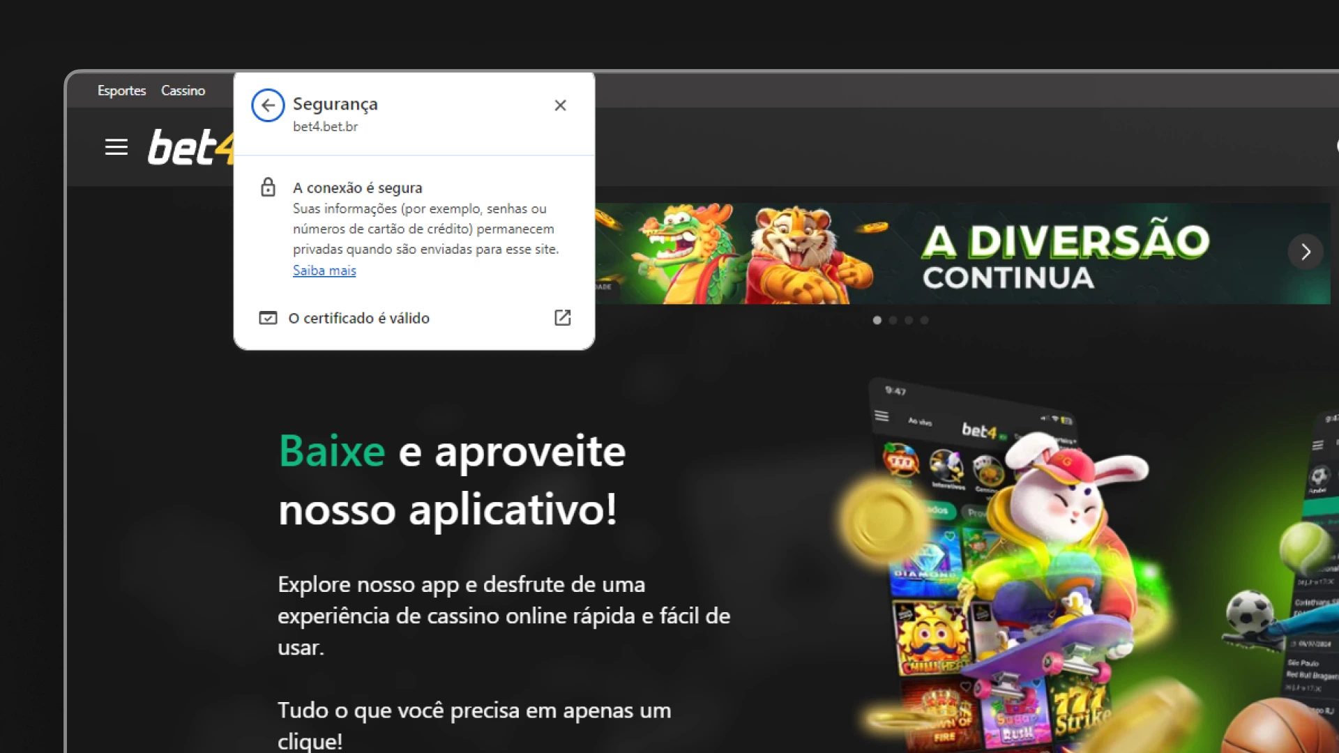 imagem site seguro bet4