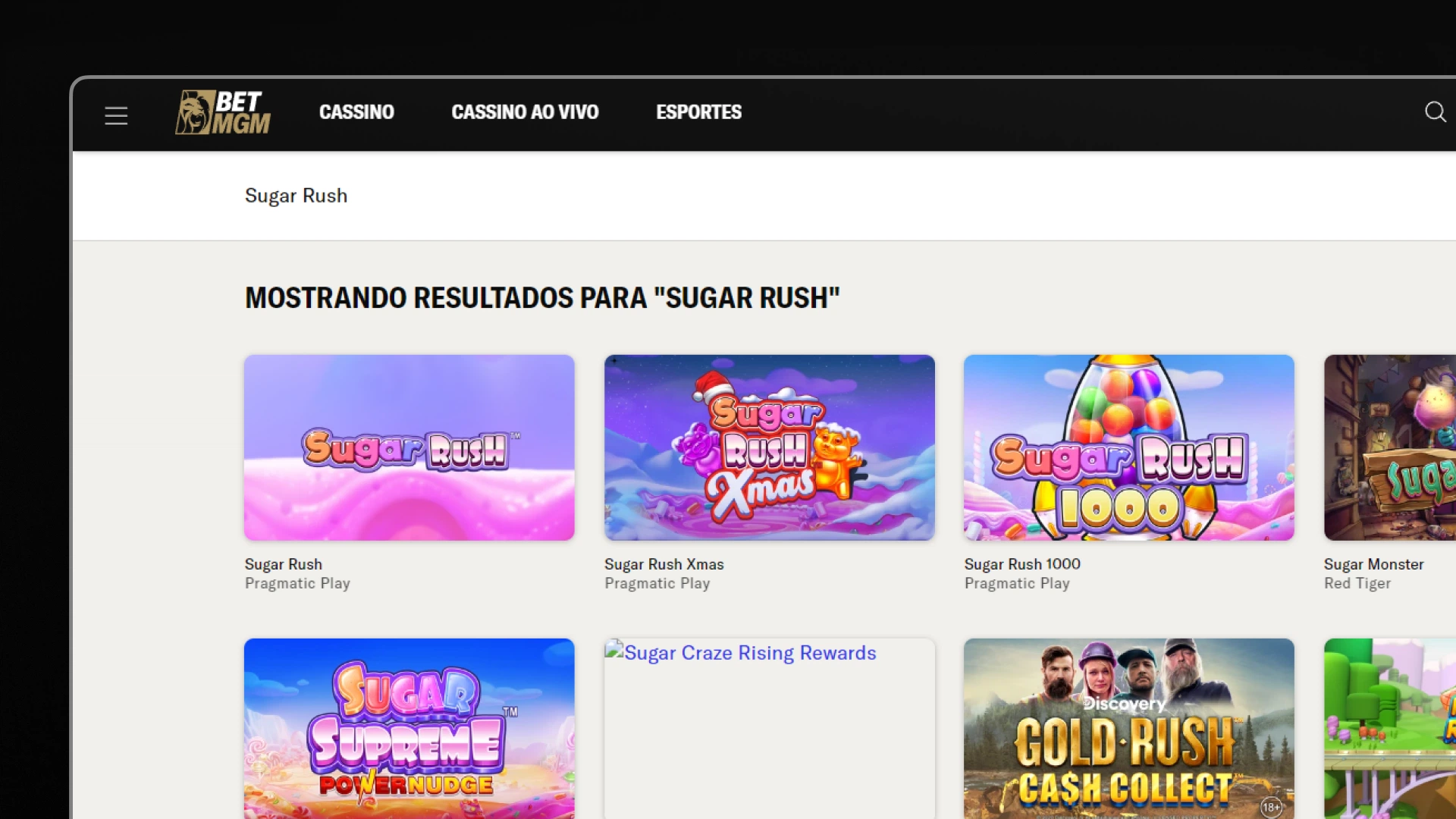 imagem sugar rush betmgm