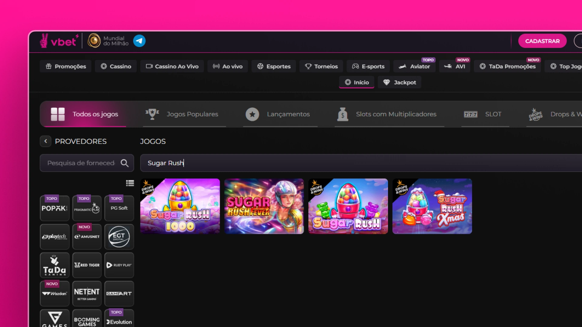 imagem sugar rush vbet