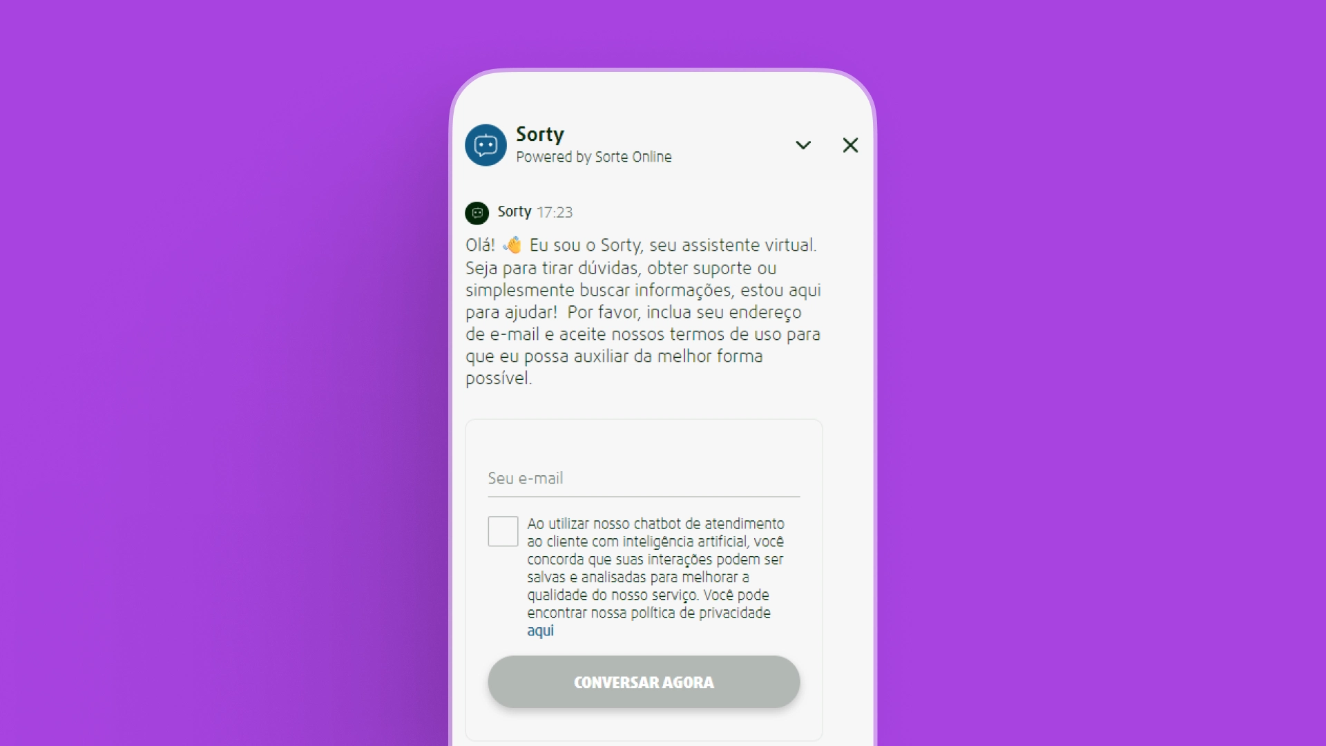 imagem suporte sorte online
