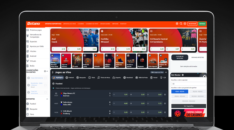 Imagem mostra notebook aberto na página de variedades de esportes da Betano