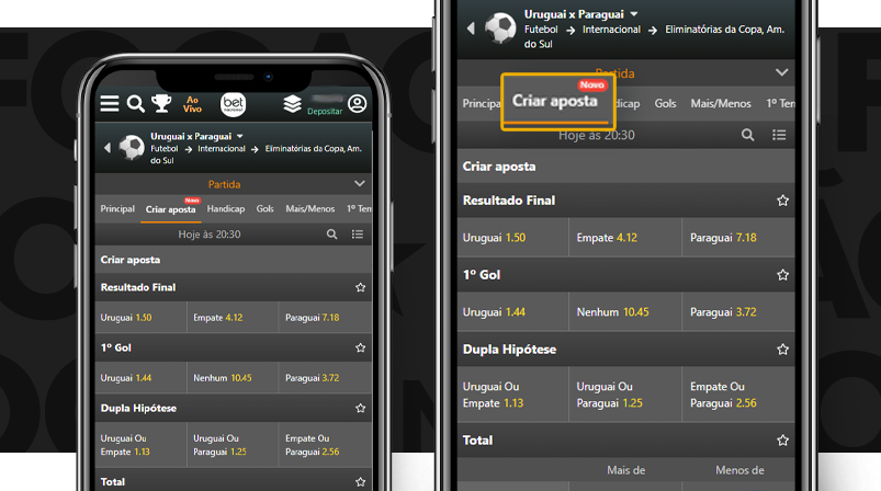 Imagem mostra celulares abertos na página de apostas da Betnacional