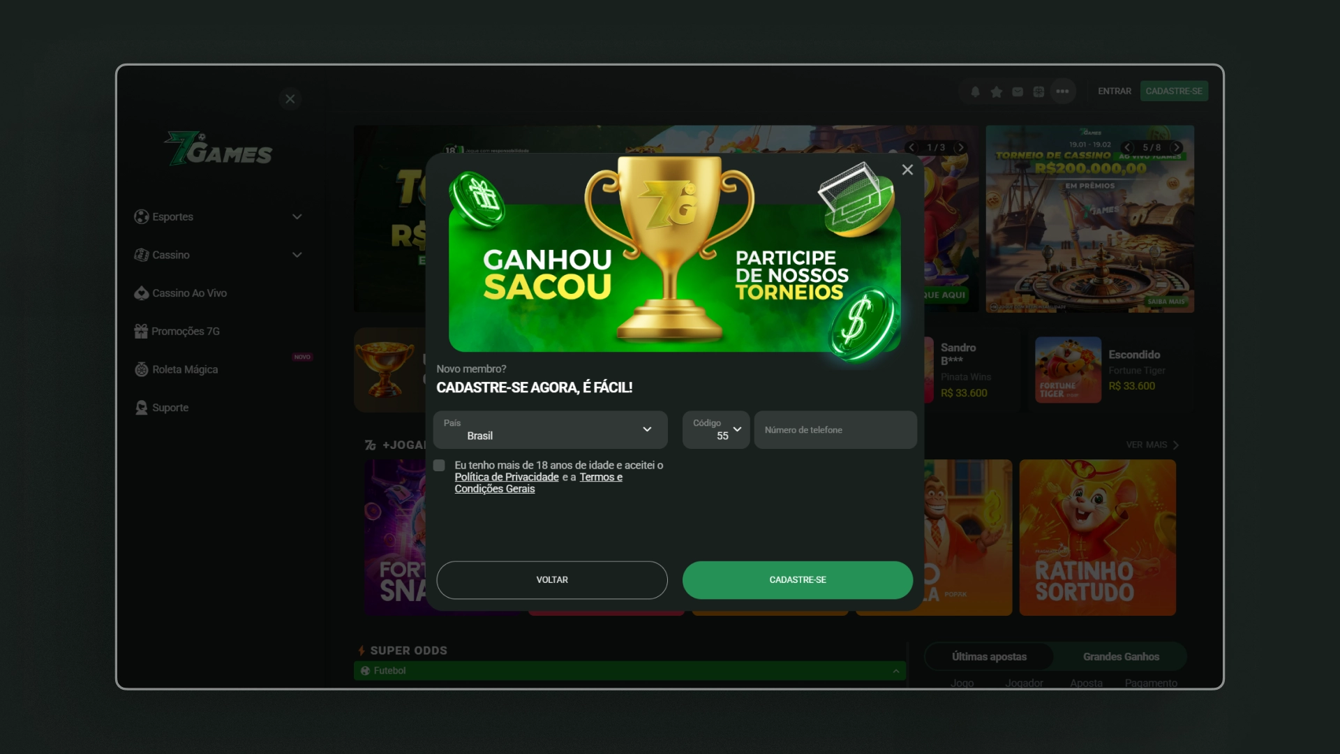 screenshot cadastro 01 7games