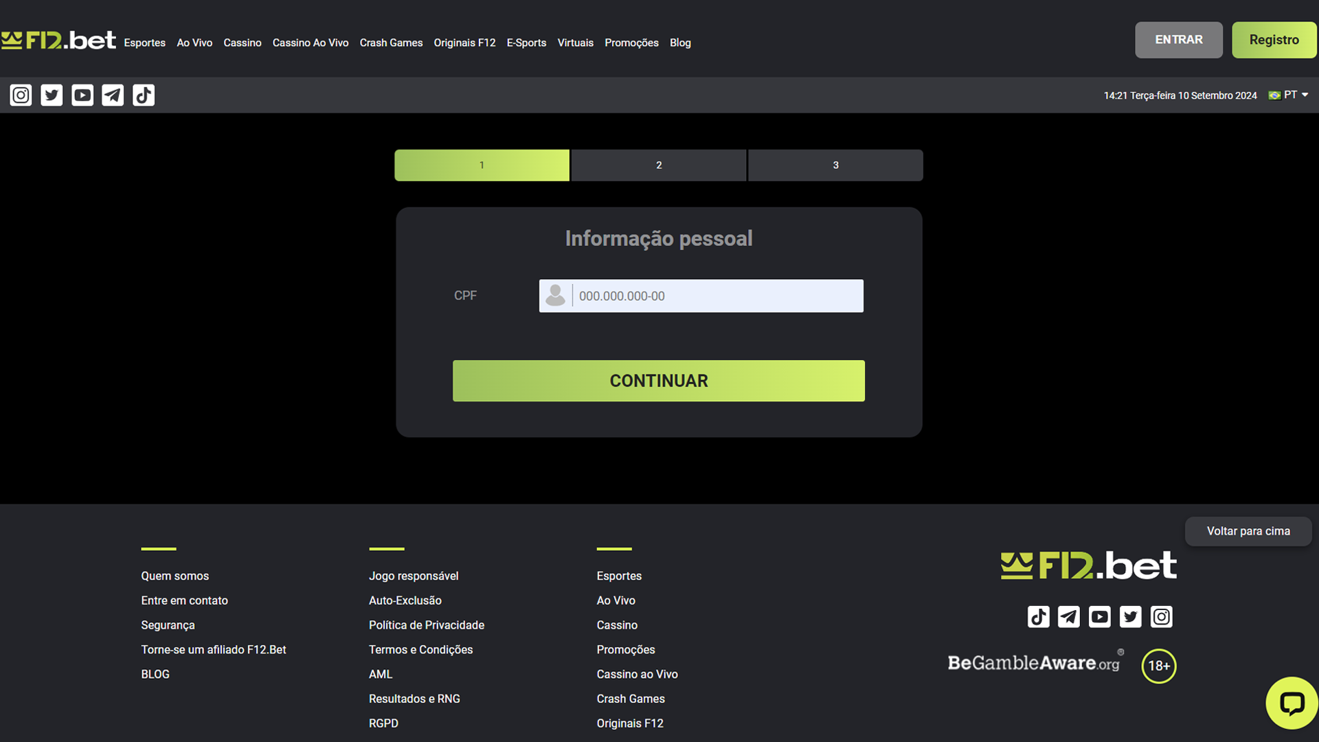 screenshot cadastro f12bet
