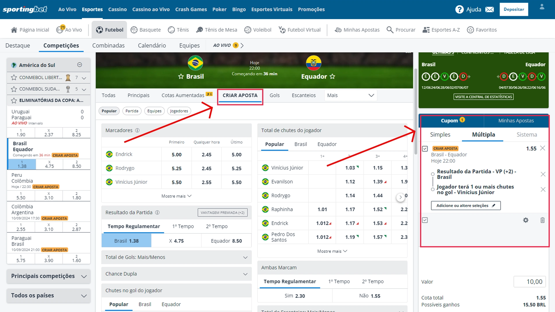 Print mostra página de apostas da Sportingbet