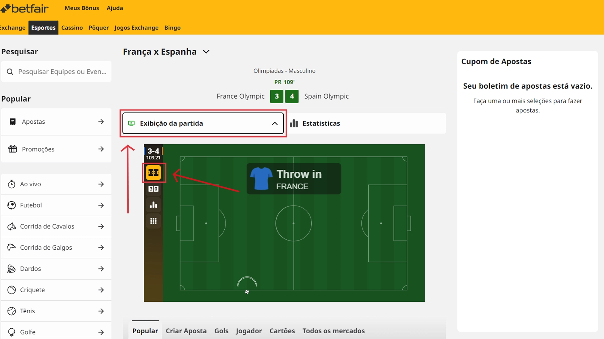 Print mostra página de minicampo da Betfair