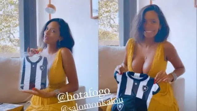 Mulher de Kalou, Karina Ferreira ganha roupa do Botafogo para o bebê