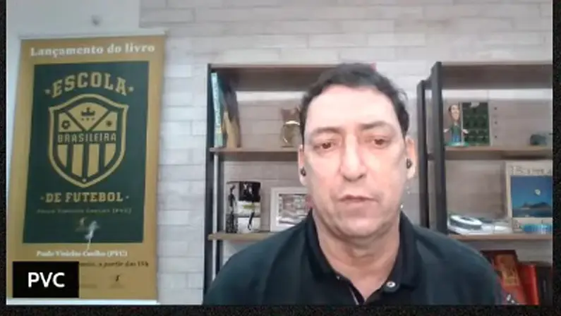 Jornalista Paulo Vinícius Coelho (PVC), em live no canal do FogãoNET em julho de 2023