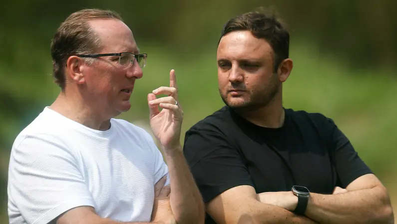 John Textor e André Mazzuco no treino do Botafogo | Agosto 2023