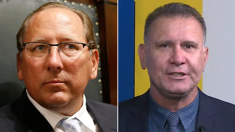 John Textor, acionista majoritário da SAF Botafogo, e Wilson Seneme, chefe da Comissão de Arbitragem da CBF