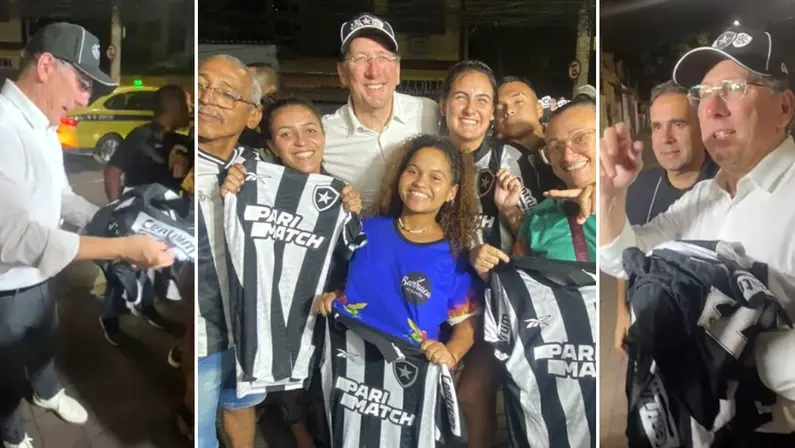 John Textor presenteia comerciantes de churrasquinho de rua com camisas do Botafogo após vitória sobre o Atlético-GO | Campeonato Brasileiro 2024