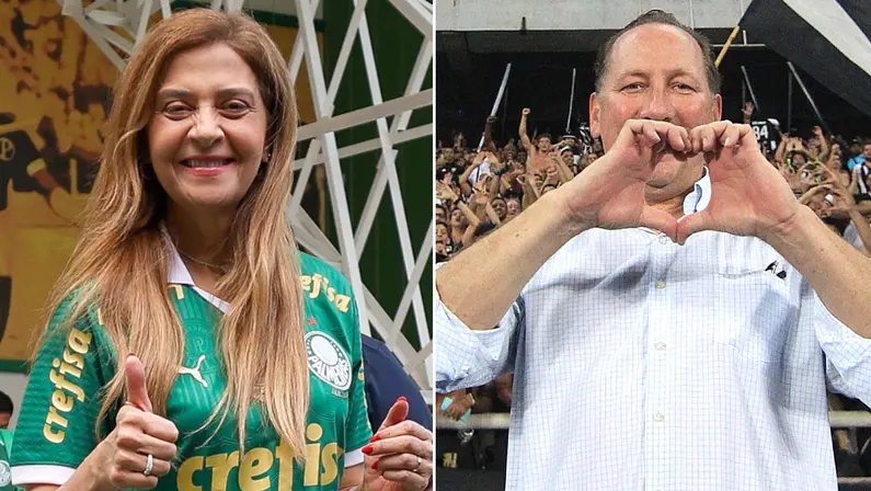 Leila Pereira, presidente do Palmeiras, e John Textor, acionista majoritário da SAF Botafogo