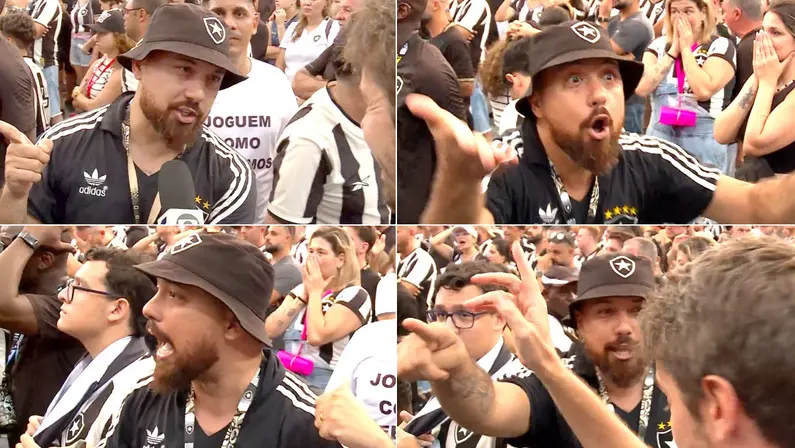 Torcedor supersticioso em repórter Kiko Menezes em Atlético-MG x Botafogo | Libertadores 2024