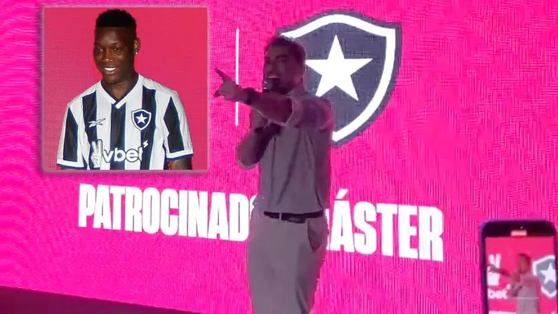 Thairo Arruda e Patrick de Paula no evento do anúncio da Vbet como nova patrocinadora do Botafogo