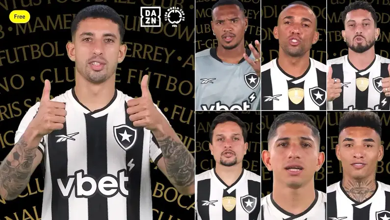 Jogadores do Botafogo gravam vídeo de chamada para o Super Mundial de Clubes da Fifa 2025