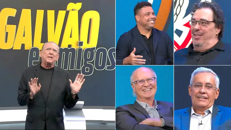 Galvão Bueno, Ronaldo, Falcão, Casagrande e Mauro Naves na estreia do programa "Galvão e Amigos" na Band | 31-3-2025