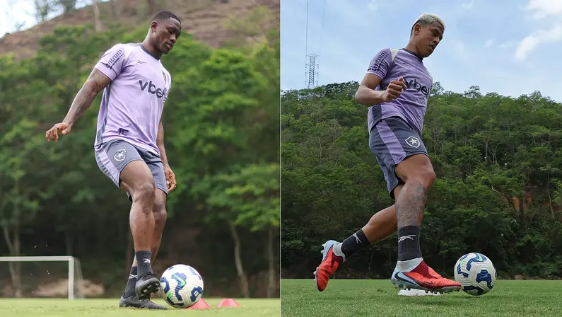 Botafogo divulga fotos de Bastos e Matheus Martins treinando com bola no CT Lonier