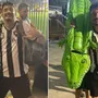 Torcedor do Botafogo rouba a cena em Cariacica com jacaré inflável para Júnior Santos: &#8216;Trouxe para dar sorte e ele resolveu para gente&#8217;