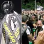 Torcida do Botafogo veste Manequinho de novo e comemora títulos do Brasileirão e da Libertadores por mais de sete horas em General Severiano